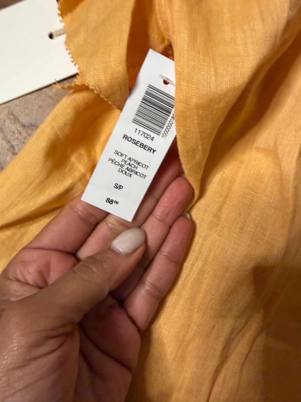 Aritzia Wilfred peach Linen Tie-Waist Top - Picture 2 of 2